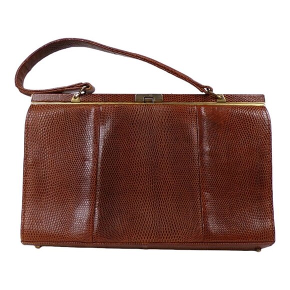 Vintage 60's Lizard Skin Handbag/Purse Suede Lined w/Card Case #1018 - Picture 1 of 15